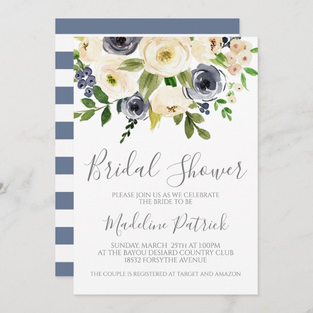 Convite Chá de panela Floral Buquê (Frente/Verso)