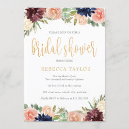 Convite Chá de panela Floral Burgundy