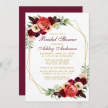 Chá de panela Floral Burgundy Boho Invite GB
