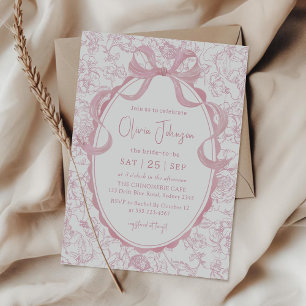 Convite Chá de panela Floral Chinoiserie Arco Rosa