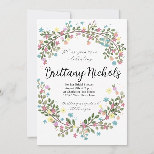 Convite Chá de panela Floral Claro (Frente)