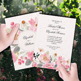 Convite Chá de panela Floral Cor de Água Rosa