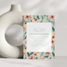 Convite Chá de panela Floral Cor-de-rosa-rosa-rosado com S