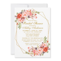 Chá de panela Floral Coral Dourado Geométrico