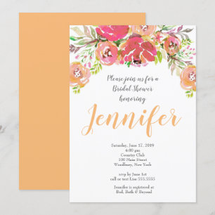 Convite Chá de panela floral Coral e Peach