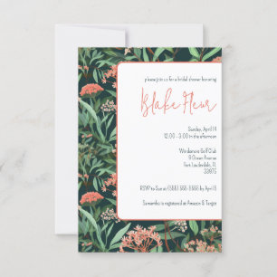 Convite Chá de panela Floral Coral & Turquoise Milkweed