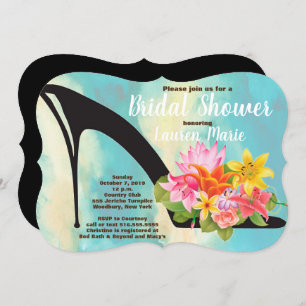 Convite Chá de panela floral da aguarela da cerceta do