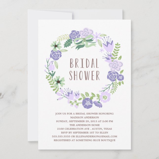 Convite Chá de panela floral da grinalda | (Frente)