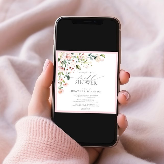 Convite Chá de panela Floral de Aquarela Rosa Elegante (Criador carregado)