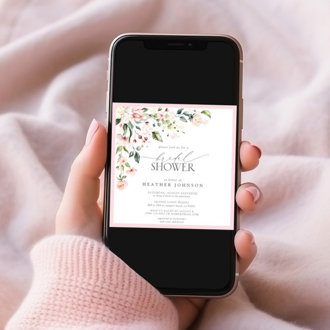 Convite Chá de panela Floral de Aquarela Rosa Elegante (Criador carregado)