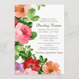 Convite Chá de panela Floral de Aquarela, Rosas