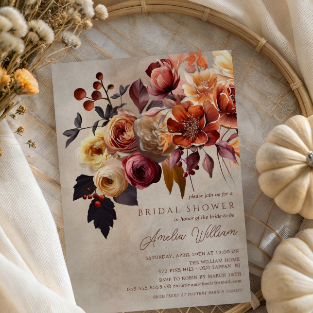 Convite Chá de panela Floral de Boho Autumn (Criador carregado)