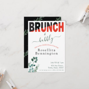Convite Chá de panela Floral de Brunch e Bubble Eucalyptus