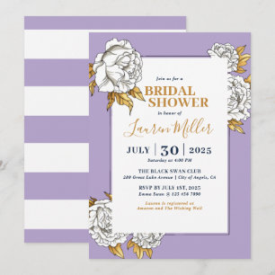 Convite Chá de panela Floral de Carnação Rosa Branca Roxo