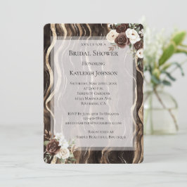 Convite Chá de panela floral de chocolate Dourado
