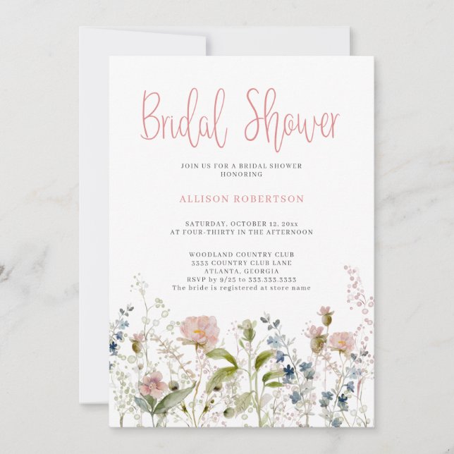 Convite Chá de panela Floral de Flor Rosa-Rosa-Vidraça (Frente)