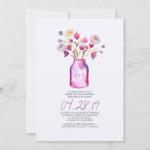 Convite Chá de panela floral de jarro de aquarelas