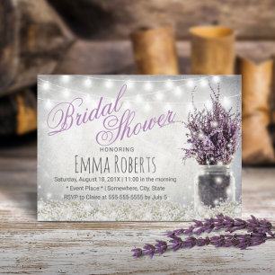 Convite Chá de panela Floral de Lavanda do Ar Rústico