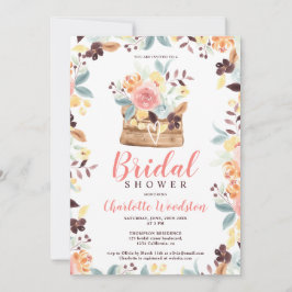 Convite Chá de panela floral de madeira russa burgundy