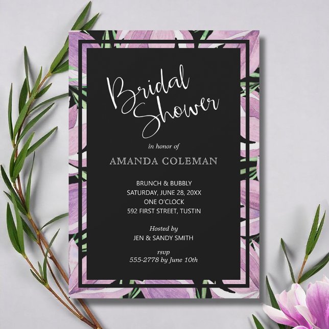 Convite Chá de panela Floral de Magnolias de Aquarela (Watercolor magnolia flowers bridal shower invitations - INSTANT DOWNLOAD and/or PRINTED or both!)