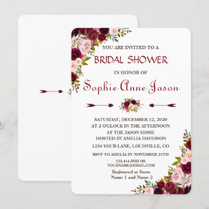 Convite Chá de panela Floral de Marsala