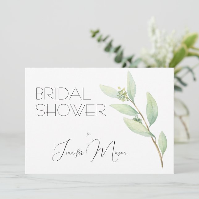 Convite Chá de panela Floral de Molho Verde (Em pé/Frente)