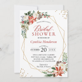 Convite Chá de panela Floral de Natal Red Poinsettia