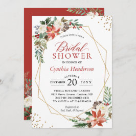 Convite Chá de panela Floral de Natal Red Poinsettia