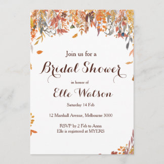 Convite Chá de panela Floral de outono de outono