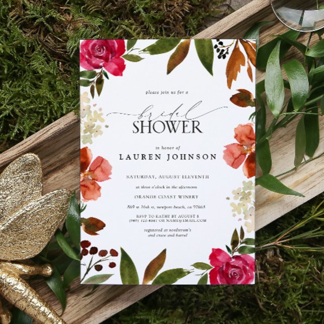 Convite Chá de panela Floral de Outono Laranja Rosa e Quei (Bridal Shower Invitation!)