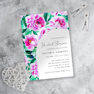 Convite Chá de panela Floral de Peony Rosa
