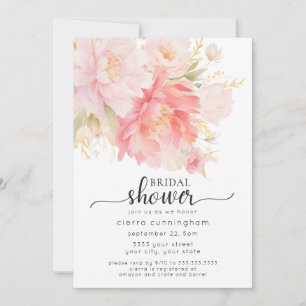 Convite Chá de panela Floral de Peony Rosa Chic