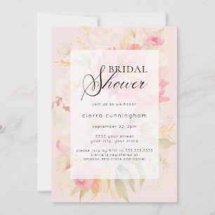 Convite Chá de panela Floral de Peony Rosa de Aquarela