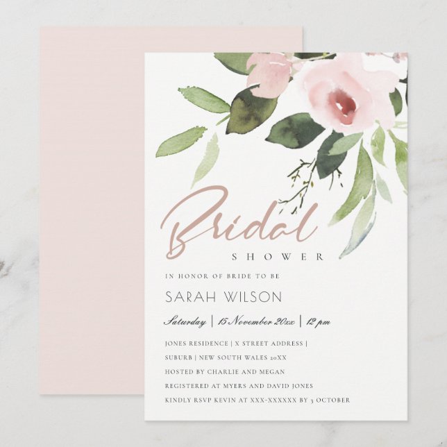 CONVITE CHÁ DE PANELA FLORAL DE PINCO BRANCO DE LAVAGEM SU (Frente/Verso)