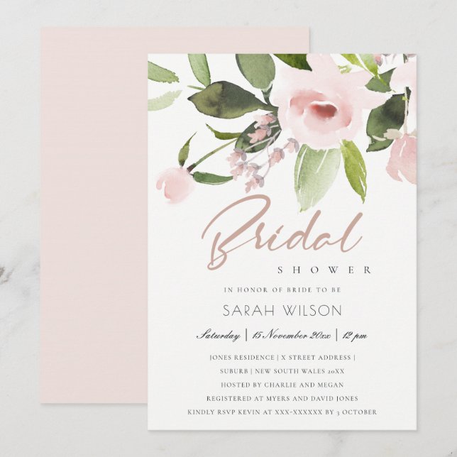 CONVITE CHÁ DE PANELA FLORAL DE PINCO BRANCO DE LAVAGEM SU (Frente/Verso)