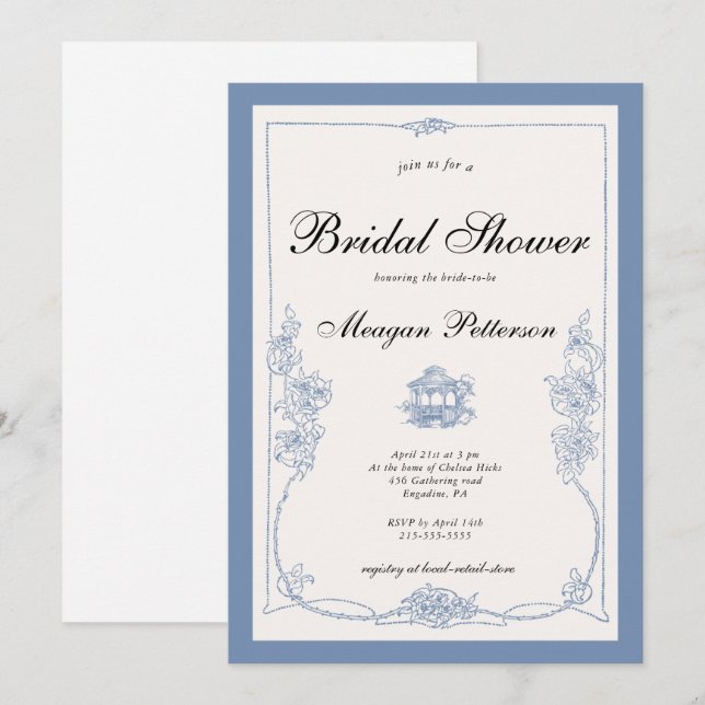 Convite Chá de panela Floral de Primavera (Frente/Verso)