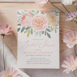 Convite Chá de panela Floral de Primavera com Aquarela Ros