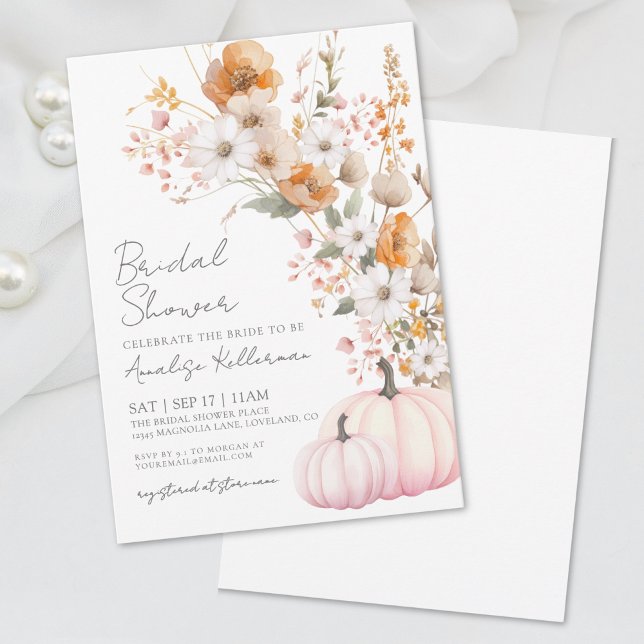 Convite Chá de panela Floral de Pumpkin (Wildflower Pumpkin Floral Bridal Shower Invitation)