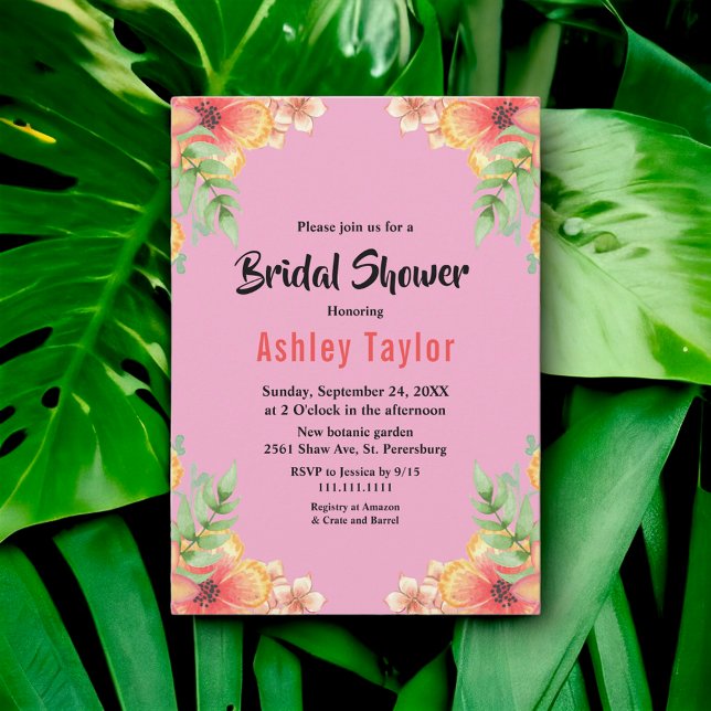 Convite Chá de panela Floral de Rosa de Sangue Rosa Blush (Criador carregado)