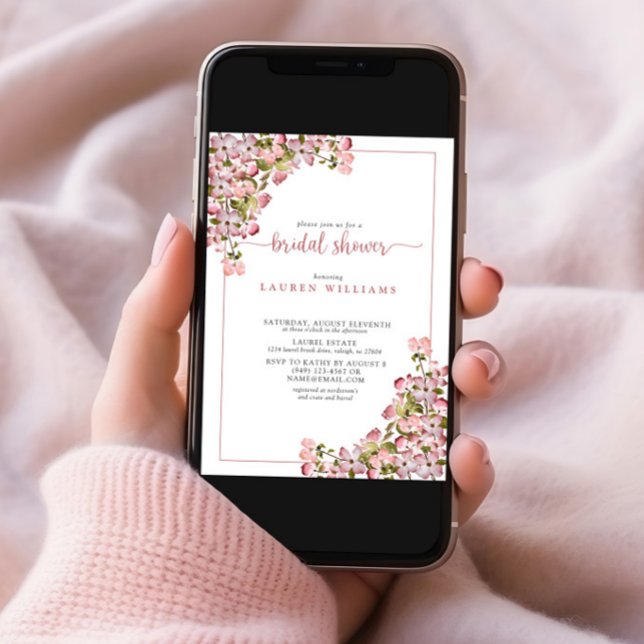 Convite Chá de panela Floral de Rosa de Script Vintage Dus (Criador carregado)