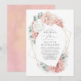 Convite Chá de panela Floral de Rosa Verde e Dusty