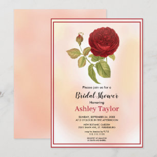 Convite Chá de panela floral de rosa vermelha cor-de-rosa