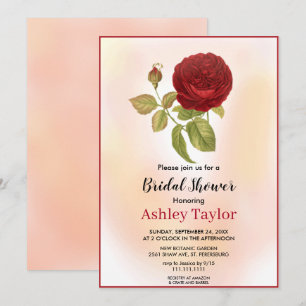 Convite Chá de panela Floral de Rosa vermelha Rosa Brilhan