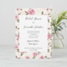 Convite Chá de panela Floral de Rosas Rosa bonito