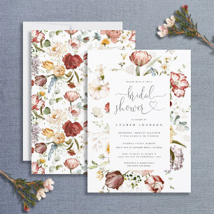 Convite Chá de panela Floral de Script Vintage Watercolor