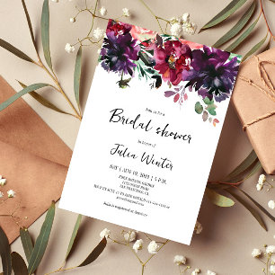 Convite Chá de panela Floral de Vinho Vermelho