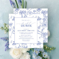 Chá de panela Floral de Vintage Azul e Branco Chin