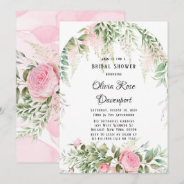 Convite Chá de panela Floral de Wisteria Rosa Botânica