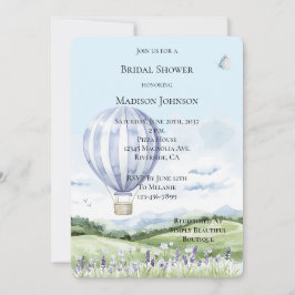 Convite Chá de panela Floral do Balão de Ar Quente lavanda