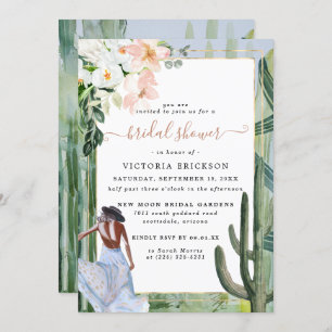 Convite Chá de panela Floral do Deserto de Cactus Boêmian